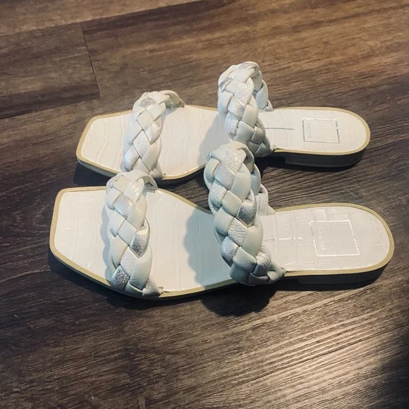 Dolce Vita Braided Cream and Silver Sandals - Picture 4 of 5
